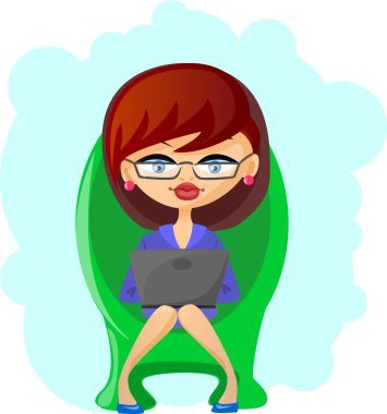 kadın bir bilgisayarda çalışıyor.