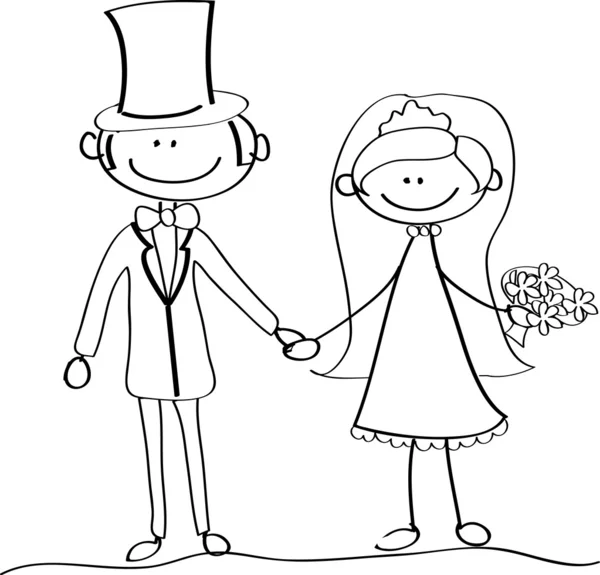 Düğün, gelin ve damat aşık — Stok Vektör