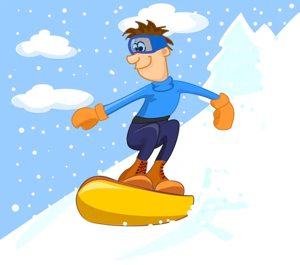 Chico en una tabla de snowboard — Archivo Imágenes Vectoriales