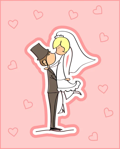 Loving groom holds his bride — Stock Vector