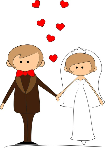 Wedding, bride and groom in love — Stock Vector