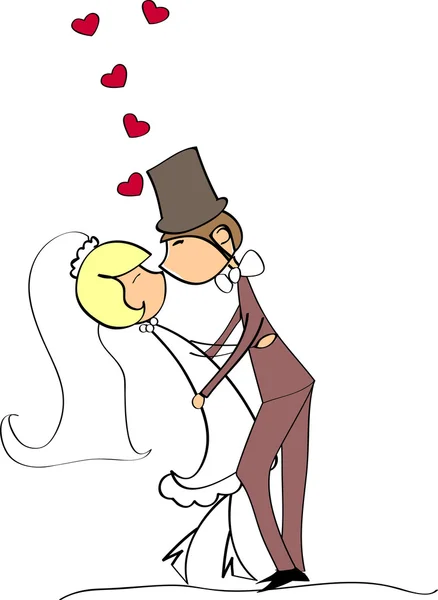 Hochzeit, Braut und Bräutigam verliebt — Stockvektor
