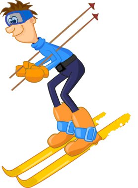 komik karikatür kayakçı