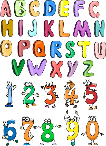 El alfabeto y los números para su diseño — Archivo Imágenes Vectoriales
