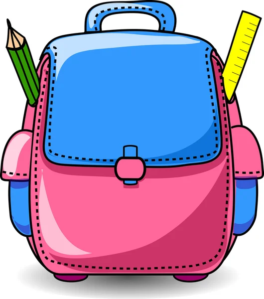 Bolsa de escuela de dibujos animados — Vector de stock