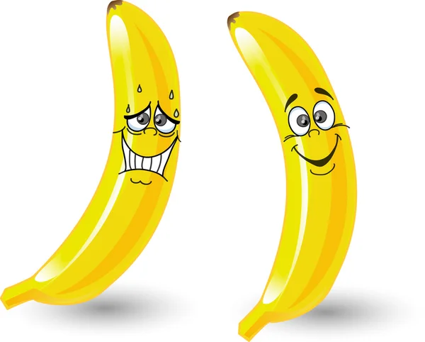 Kartun pisang dengan emosi - Stok Vektor