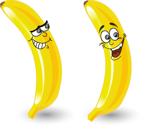 Plátanos de dibujos animados con emociones — Vector de stock