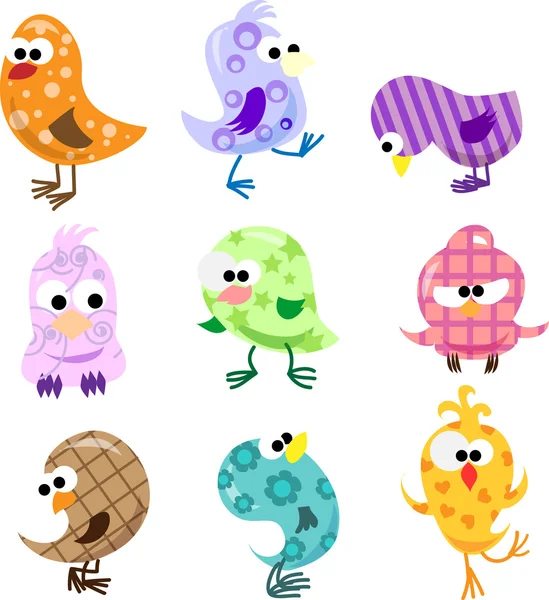 Conjunto de pájaros lindos — Vector de stock