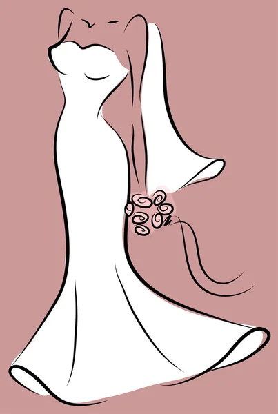 Silhouette d'une mariée dans une robe de mariée, fond, invitation de mariage — Image vectorielle