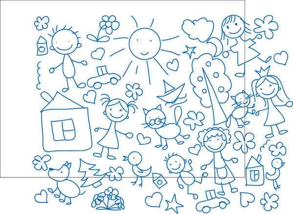 Children's drawings — Stock Vector