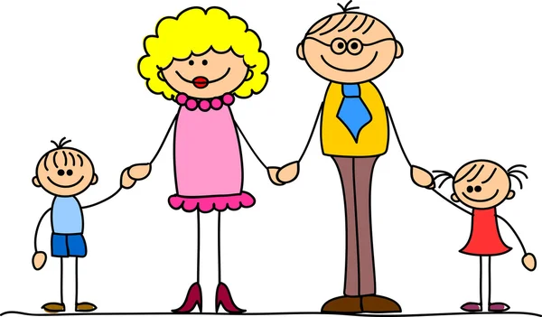 Joyeux famille tenant la main et souriant — Image vectorielle