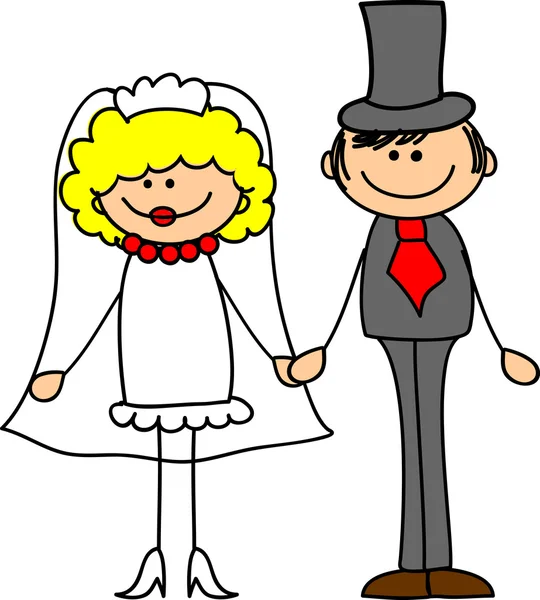 Matrimonio, sposa e sposo innamorati — Vettoriale Stock