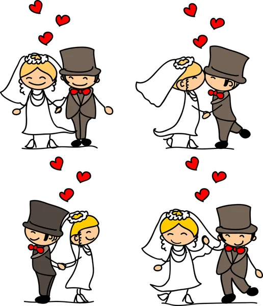 Mooie bruiloft de bruid en bruidegom — Stockvector