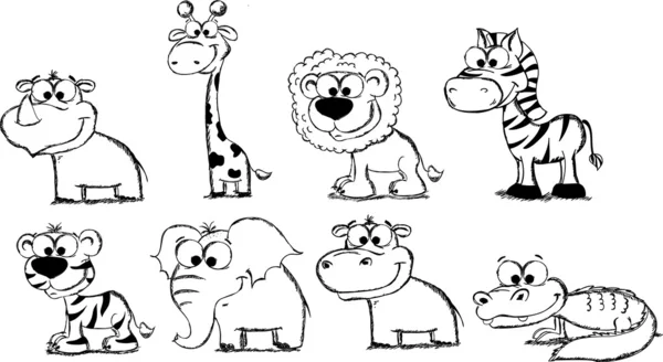 Definir animais de desenhos animados — Vetor de Stock