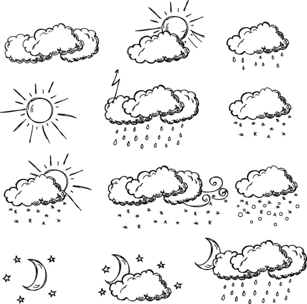 Clima mano dibujo iconos — Archivo Imágenes Vectoriales