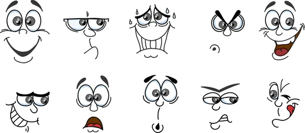 Cartoon gezichten met emoties — Stockvector