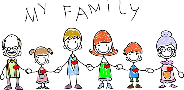 ครอบครัวที่มีความสุข จับมือและยิ้ม — ภาพเวกเตอร์สต็อก
