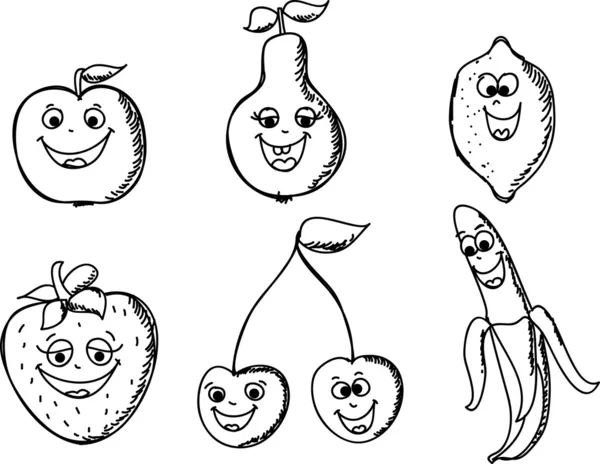 Γελοιογραφία διασκέδαση φρούτα και τα μούρα — Διανυσματικό Αρχείο