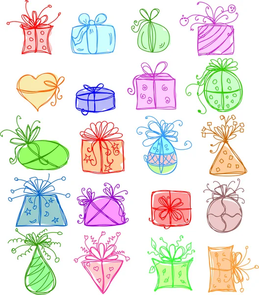 Croquis paquets cadeaux — Image vectorielle