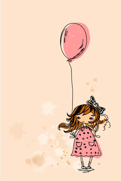Κορίτσι με μπαλόνι — Διανυσματικό Αρχείο