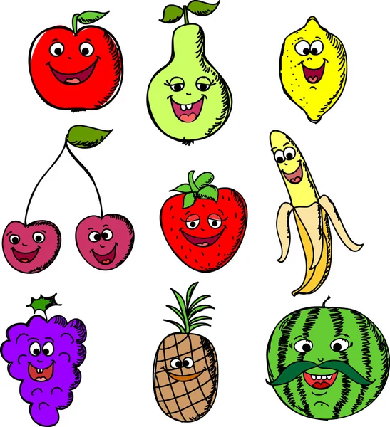 Set fun fruit and berries — Stock Vector