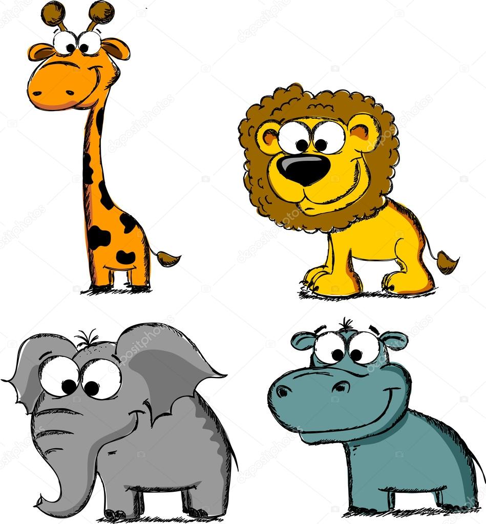 Cartoon animals, giraffe, lion, elephant, hippopotamus Stock Vector Image by ©virinaflora #37446431 Cartoon animals, giraffe, lion, elephant, hippopotamus Stock Vector Image by ©virinaflora #37446431