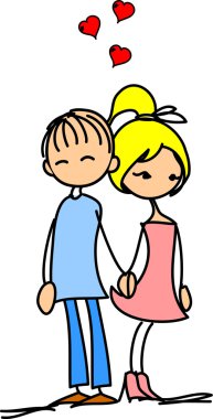 Sevgililer doodle erkek ve kız