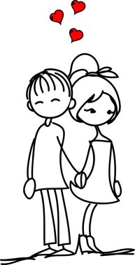 Sevgililer doodle erkek ve kız