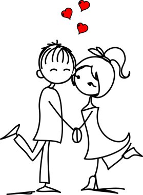 Sevgililer doodle erkek ve kız