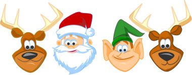 Noel Baba, elf, Ren geyiği Karikatür yüzler