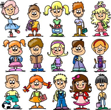 sevimli çizgi mutlu çocuklar