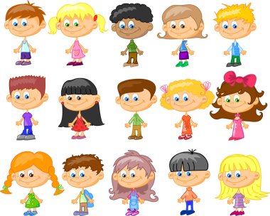 sevimli çizgi film çocuk seti