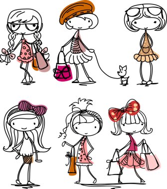 karikatür moda kızlar