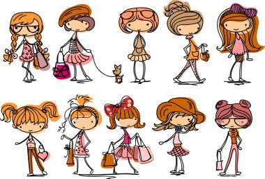 karikatür moda kızlar