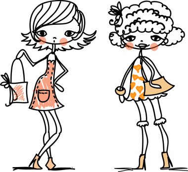 karikatür moda kızlar