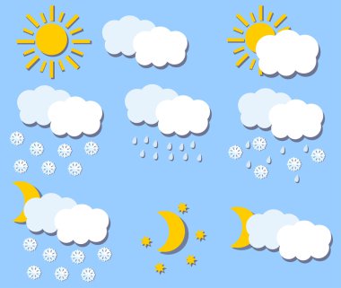 Kağıt vektör hava durumu simgeleri