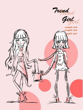 karikatür moda kızlar