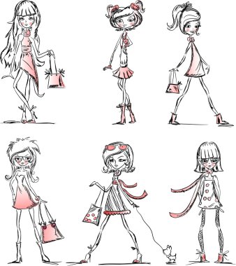 karikatür moda kızlar
