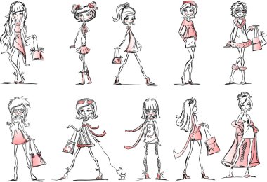 karikatür moda kızlar