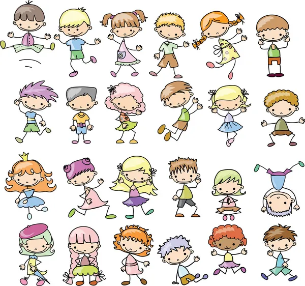 Conjunto de desenhos animados crianças desenho animado crianças — Vetor de Stock