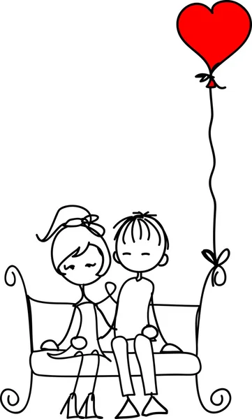 Valentine doodle menino e menina — Vetor de Stock