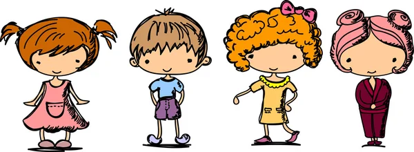 Cartoon tekeningen van trendy kinderen — Stockvector