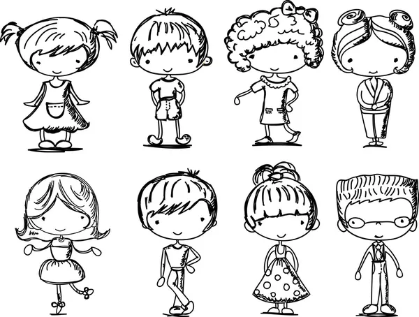 Σχέδια κινουμένων σχεδίων της μόδας τα παιδιά — Διανυσματικό Αρχείο