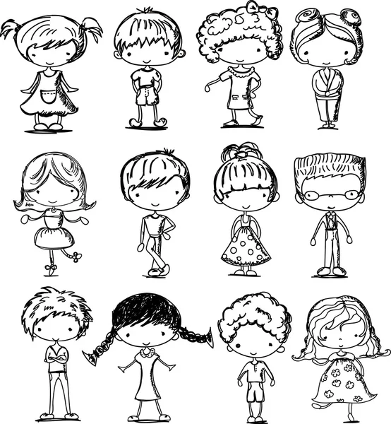 Zeichnungen von modischen Kindern — Stockvektor