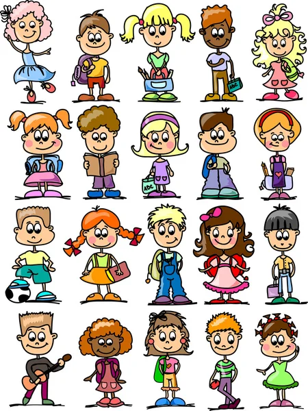 Lindo feliz dibujos animados niños — Vector de stock