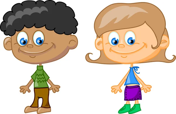 Conjunto de dibujos animados niños lindos — Vector de stock