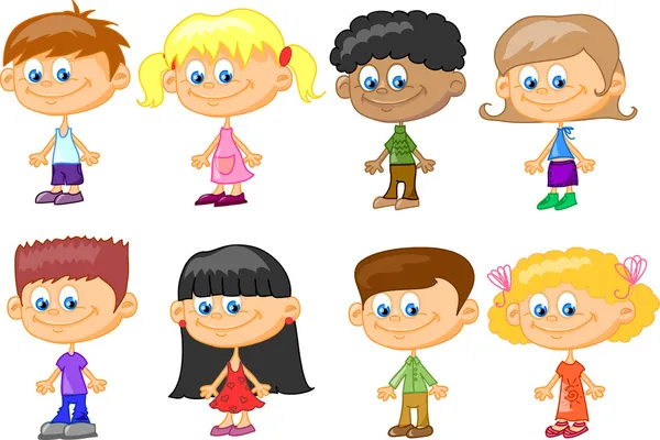 Verzameling van cute cartoon kinderen — Stockvector