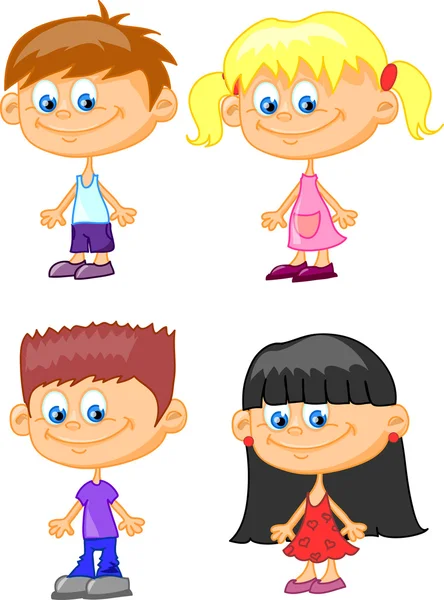 Set of cartoon cute children — Stock Vector