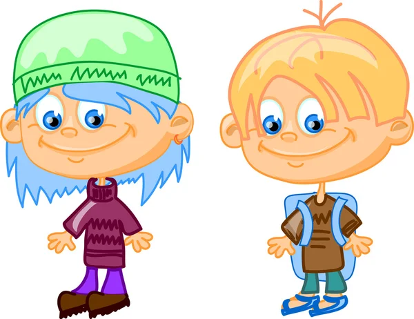 Conjunto de dibujos animados niños lindos — Vector de stock