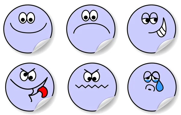 Set dari enam ekspresi emosi - Stok Vektor